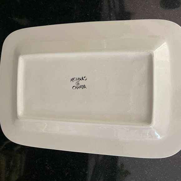 Snowmen Serving Tray Art Pottery By Artables Canada Holiday Tray, snowmen Decor - Picture 8 of 8